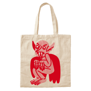 Ghoul rojo tote-bag blanca